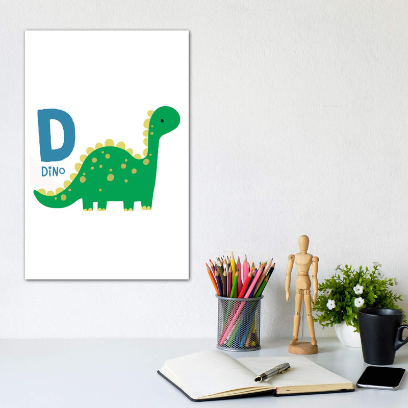 Animal Alphabet D - impression d'art graphique, H 12 po x l 8 po x P 0,75 po, Toile tendue, Pas de tapis