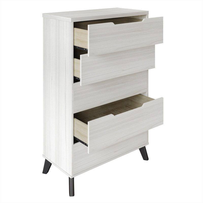 Commode à 5 tiroirs Ihor, Gris clair