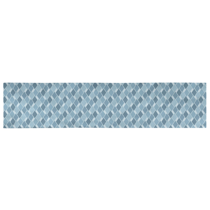 Chemin de table diamants rétro Avicia, 73,5 po x 17,5 po, Polyester, Bleu