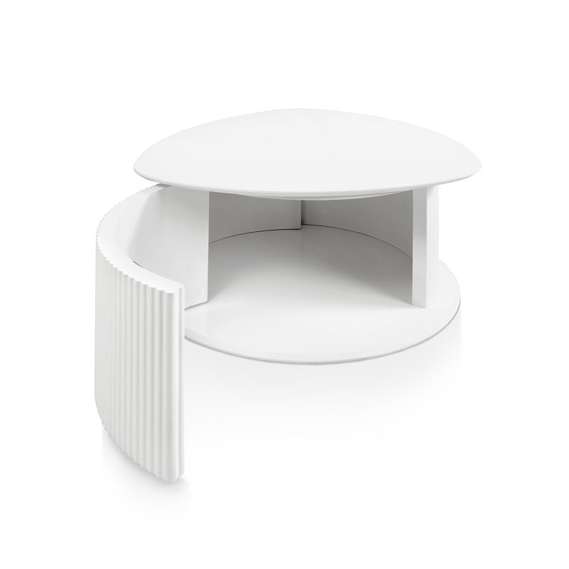 Table basse Ciane avec coffre piédestal et plateau de table brillant