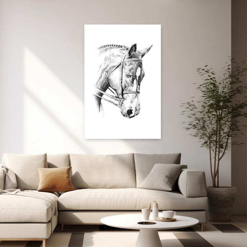 Portrait de cheval tressé, impression contemporaine, H 60 po x l 40 po