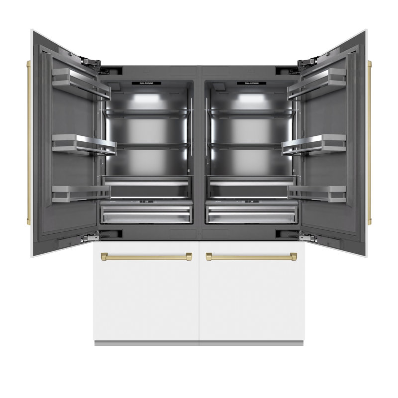 ZLINE Autograph Edition 60 in. 32.2 cu. ft. French Door Built-In Bottom Freezer Refrigerator with Water Dispenser and Ice Maker in Stainless Steel with Graphite Gray Interior and Accents