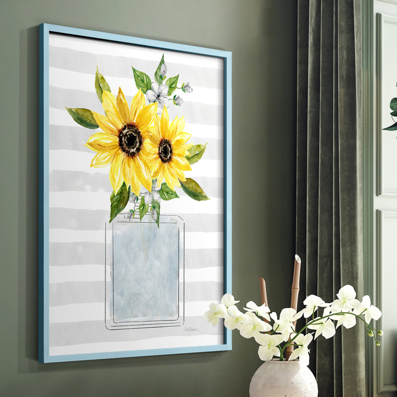 «Sunflower Perfume I», reproduction encadrée - bois massif, Bleu, H 10 po x l 8 po