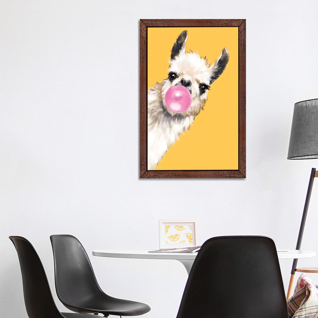 Sneaky Bubble Gum Llama - Print on Canvas