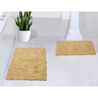 Tapis 100% coton lavable à la machine de la collection Bell Flower (ensemble de 2)