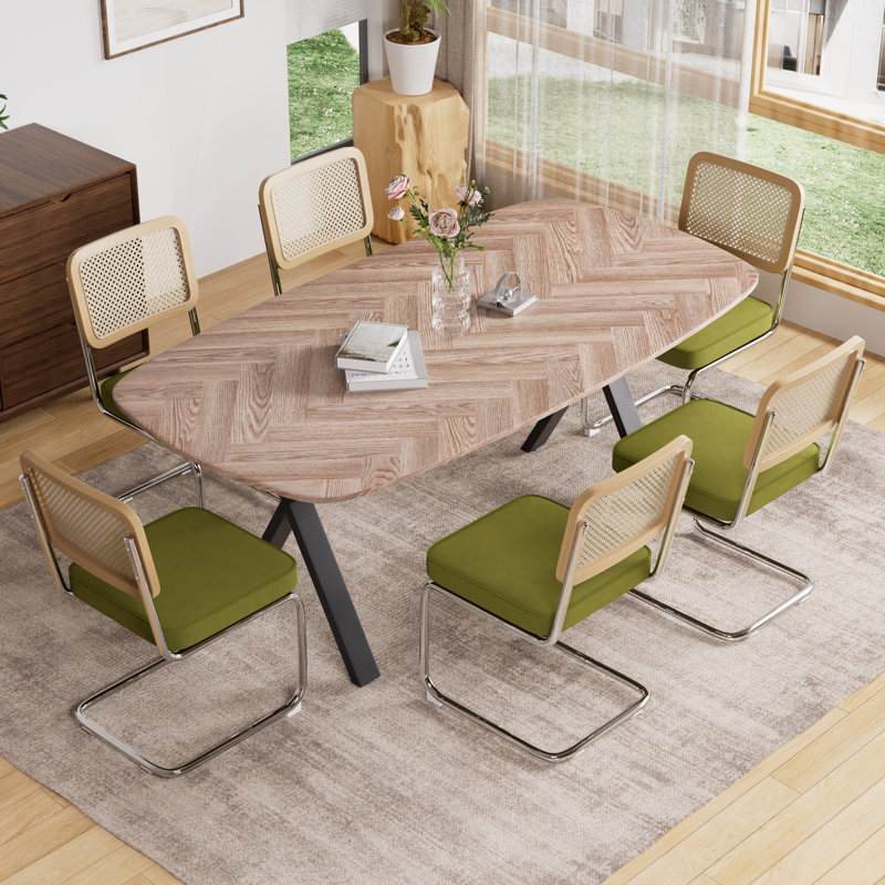 Table de cuisine moderne avec chaises de salle à manger en velours, H 29,92 po x L 71 po x l 35,43 po, Vert