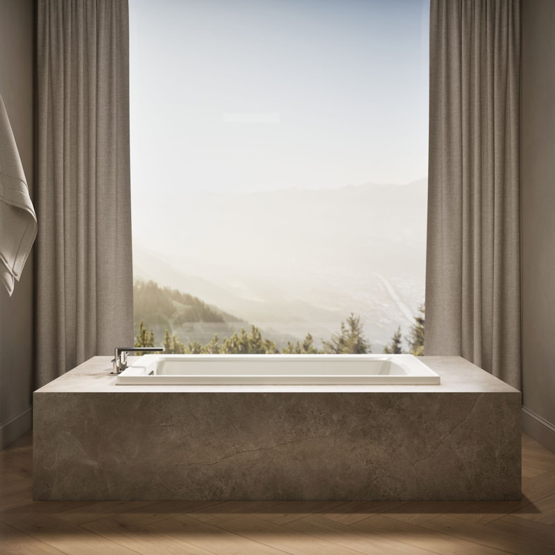 Archer Drop-In Bath with Reversible Drain, Biscuit