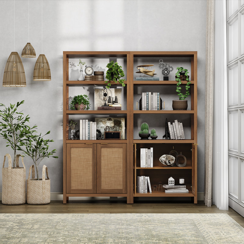 Marliee 70.9" H x 30.7" W Standard Bookcase, Reclaimed Caramel Oak, 2