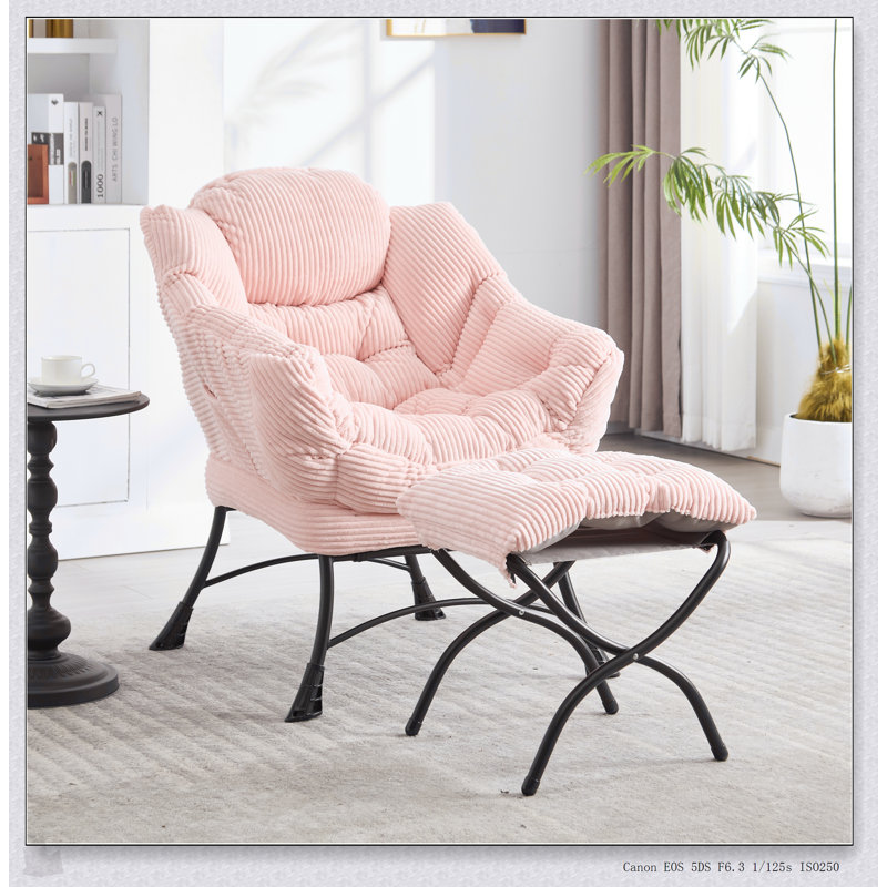 Fauteuil d'appoint moderne avec repose-pieds, accoudoirs, poche latérale et repose-pieds pour une lecture confortable et une détente dans les petits espaces