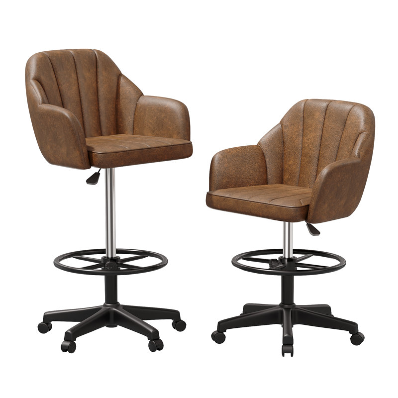 Tabouret pivotant à hauteur réglable Bhavjot, Brun