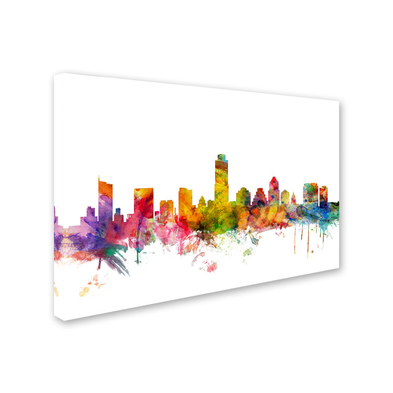 « austin texas horizon », reproduction d’impression sur toile tendue, H 12 po x l 19 po x P 2 po