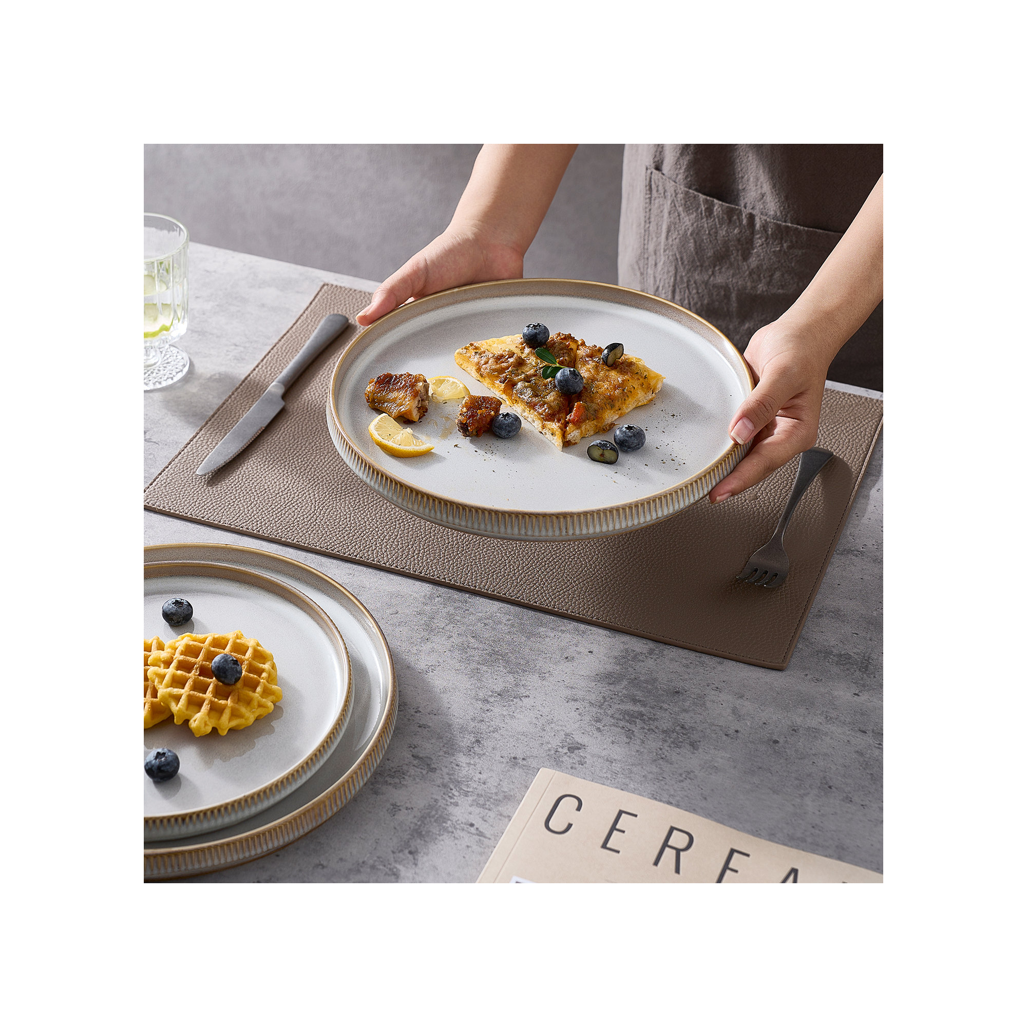 Joss & Main 10" Stoneware Dinner Plate, Cappuccino White