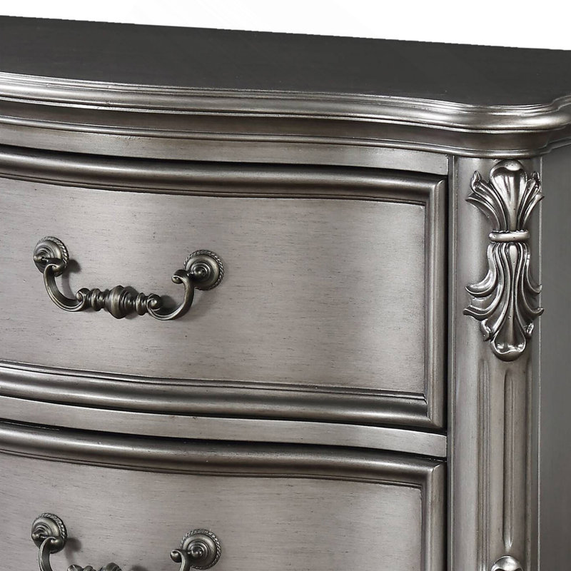 Table de chevet 2 tiroirs Antique Platinum