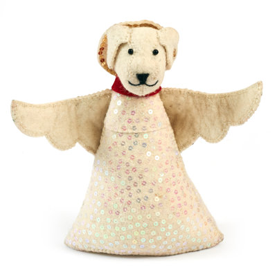 Handmade Felt Dog Angel Tree Topper