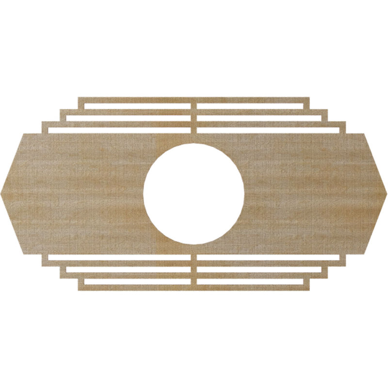 Médaillon de plafond en bois Chrysler, H 19 po x l 38 po x P 0,25 po, Hickory