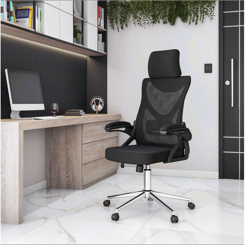Chaise de bureau ergonomique Essential avec appui-tête et soutien lombaire, noir