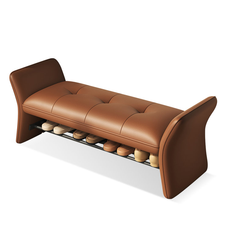 Banc rembourré, Brun, 25.59"H x 47.24"L x 14.96"D