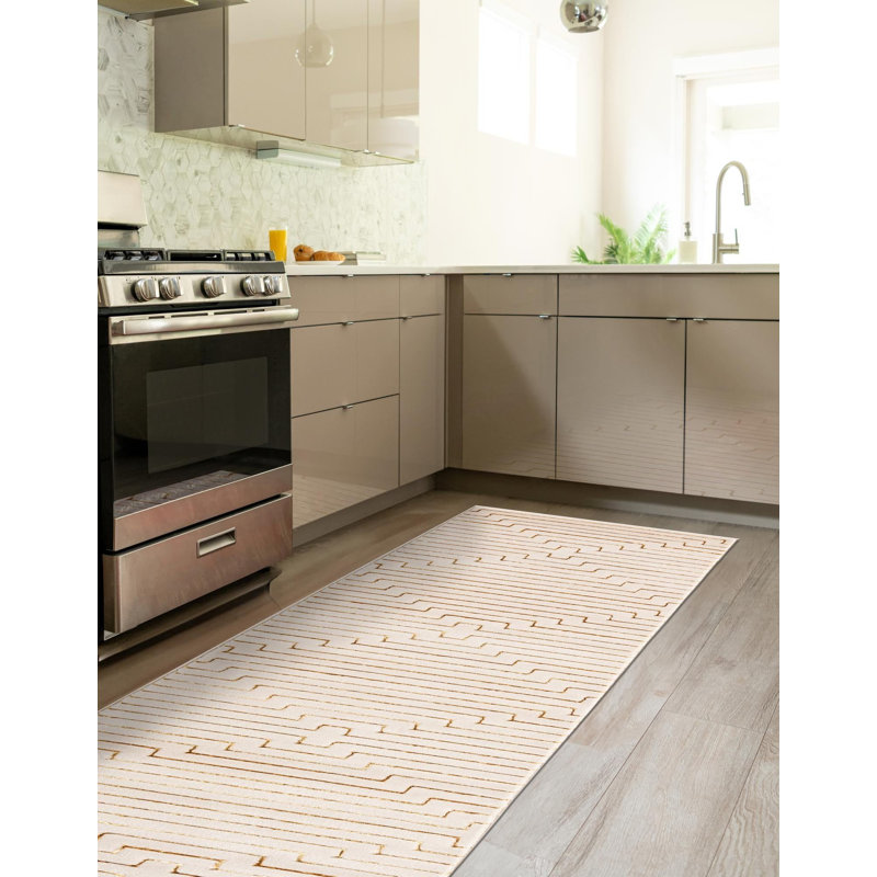 Tapis contemporain blanc Falco, Tapis de couloir 2 pi x 8 pi