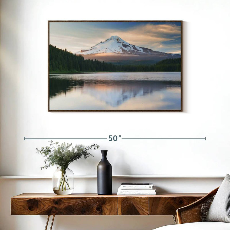 Mount Hood Panorama, 37" X 25", Floating Frame Walnut