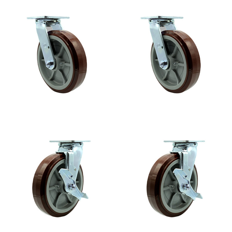 4 Piece Stainless Steel Polyurethane Caster Set
