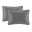 Couvre-lit réversible gris foncé pleine grandeur - Superbe motif en coton prélavé pour un sommeil agréable qui convient aux matelas à haute profondeur inclus et 2 taies décoratives surdimensionnées avec rembourrage matelassé