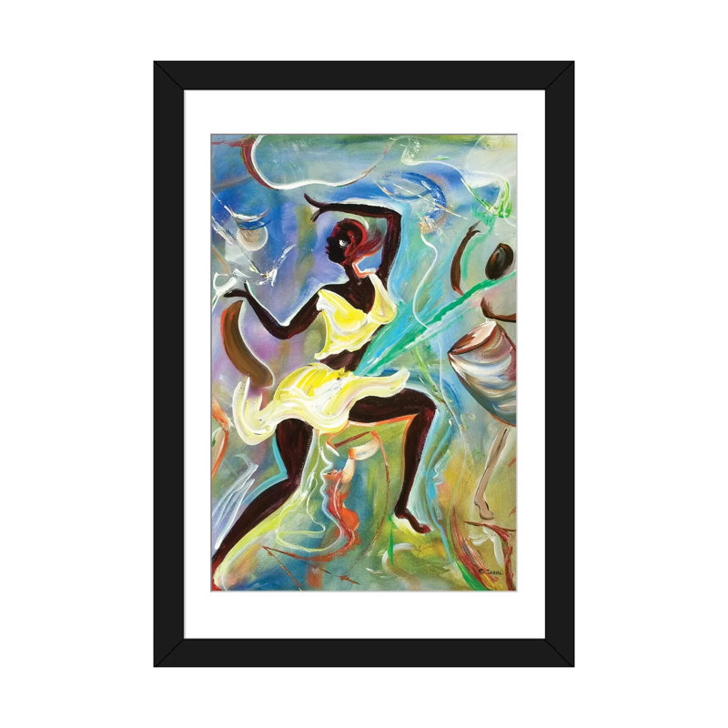 «Kumina», reproduction sur toile, H 32 po x l 24 po x P 1 po, Papier d'art encadré noir, Blanc