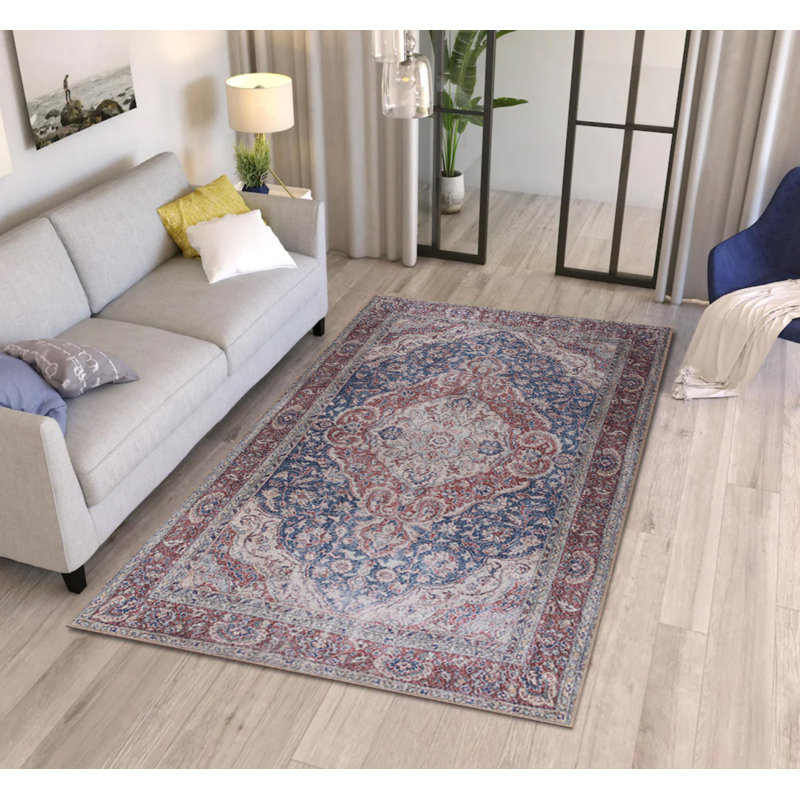 Tapis décoratif bleu marine bourgogne, Rectangle 7 pi 7 po x 10 pi 10 po