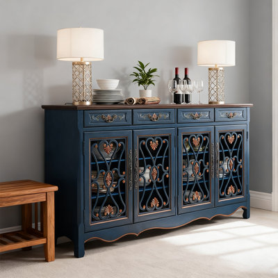 Banc de rangement pour chaussures en bois massif bleu foncé