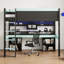 Lit mezzanine multifonctionnel avec ambiance DEL et rangement perforé-133401069