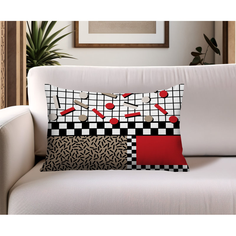 Coussin lombaire intérieur / extérieur Lumo, Rectangle H 14 po x l 20 po, Rouge
