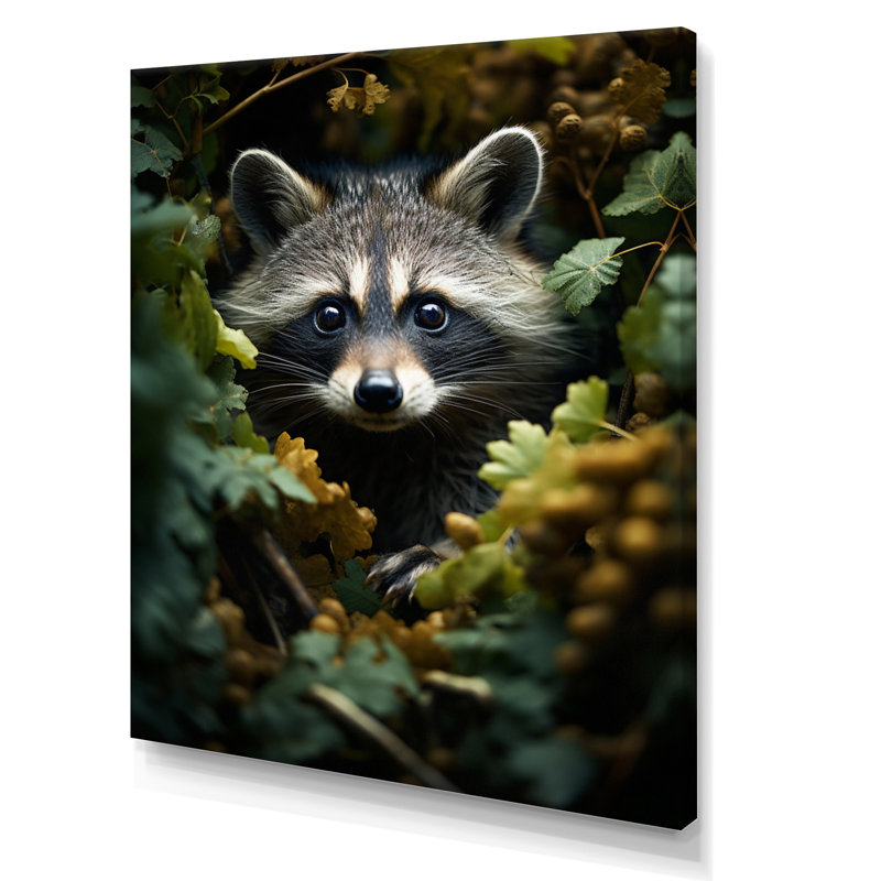 Curious Raccoon Collage VI - impression, H 40 po x l 30 po x P 1,5 po, Toile tendue