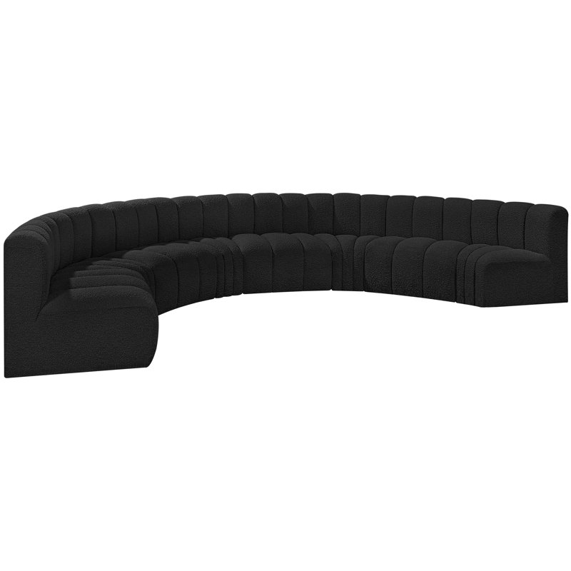 Canapé et chaise rembourrés Hormachea, Tissu bouclé noir