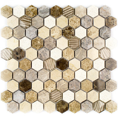 Carreau de mosaïque en nid d'abeille 0,07 po x 0,07 po Drumlin