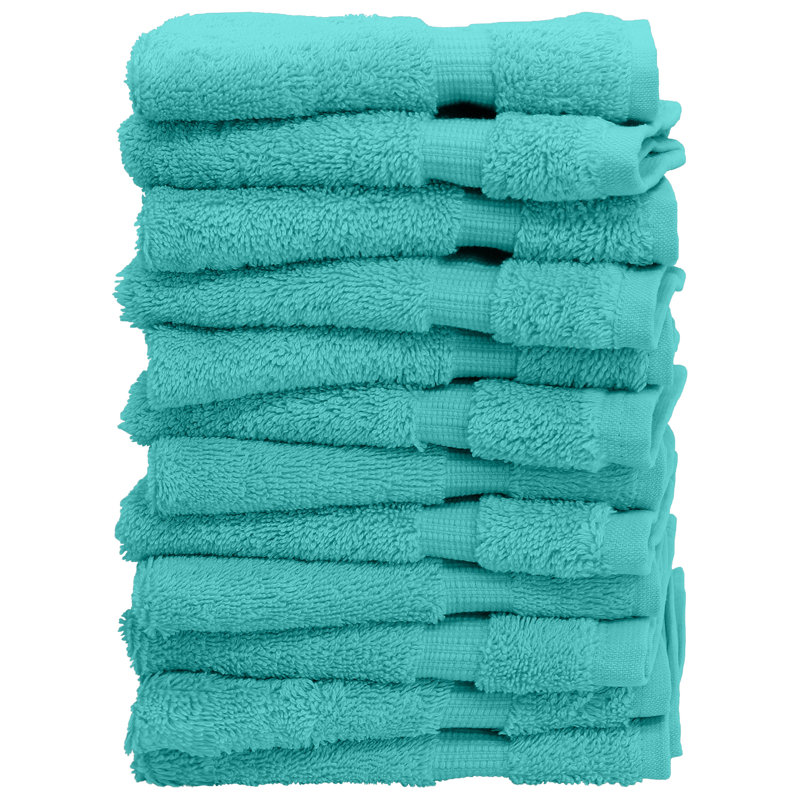 100% Cotton Washcloth Towel Set, Aqua Blue