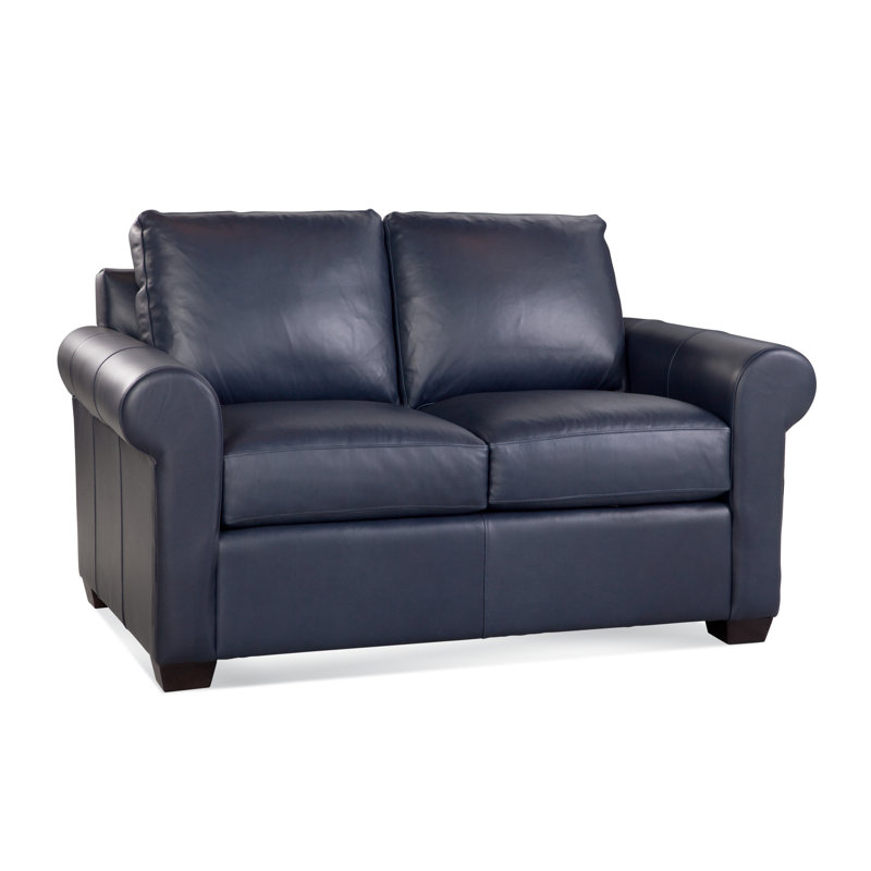 Bedford Leather Loveseat, Luxtan Navy, Java