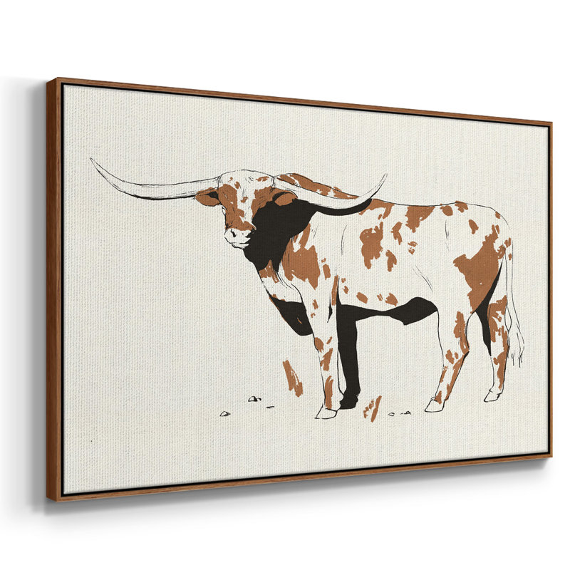 Toile encadrée de qualité supérieure Terre Cotta Steer II - prête à être accrochée, H 27 po x l 41 po x P 2 po
