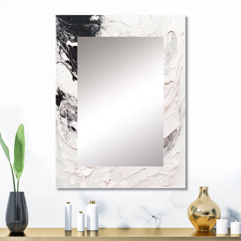 White Twist Watercolor II - Abstract Painting Decorative Wall Mirror, Modern Mirror, Printed Metal Art, 32" x 24"