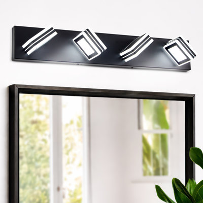 25.6 Inch,black 4-light  6000k White Light Led Vanity Light With 360° Rotatable Acrylic Head,for Bathroom,living Room