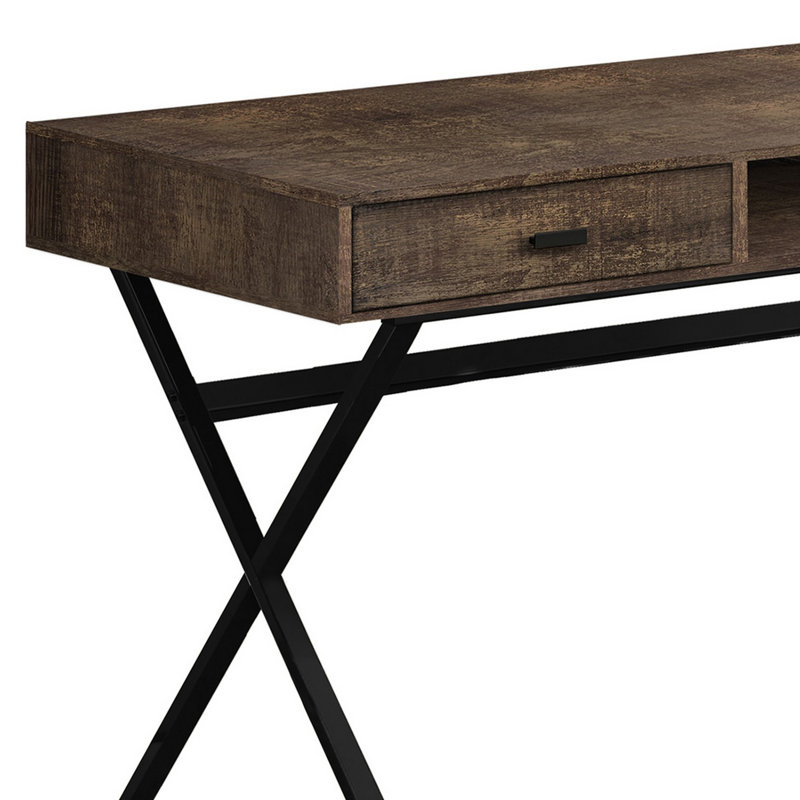 Computer Desk, Home Office, Laptop, Storage Drawers, 48"L, Work, Metal, Laminate, Brown, Black