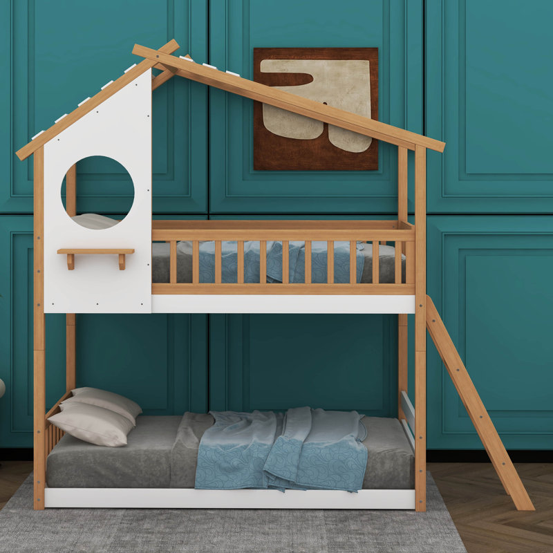 Jacklyn Kids Twin Over Twin Bunk Bed, Natural