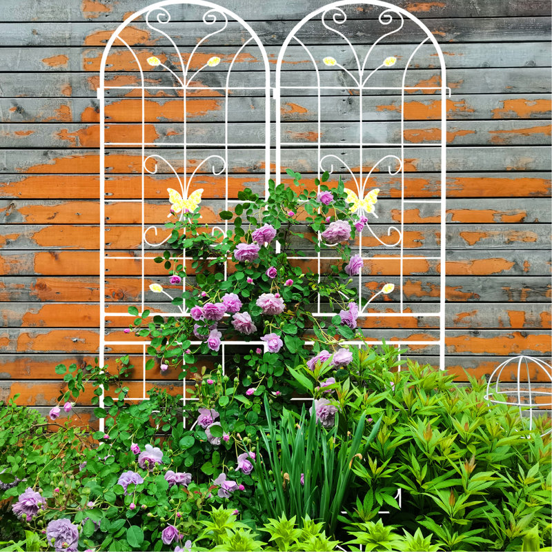 Ensemble de 2 treillis de jardin en métal 86,7 po x 19,7 po antirouille blanc crème, paquet de 86,7 po x 19,7 po blanc antidérapant