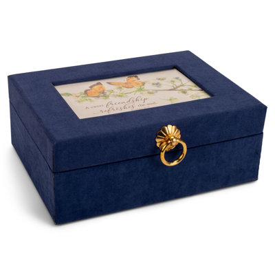 Linen Music Box A Sweet Friendship Navy