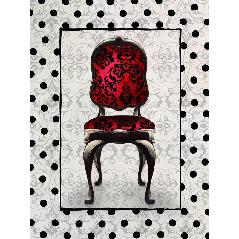 Chaise à motif rouge 1 - impression sur toile tendue, H 16 po x l 12 po