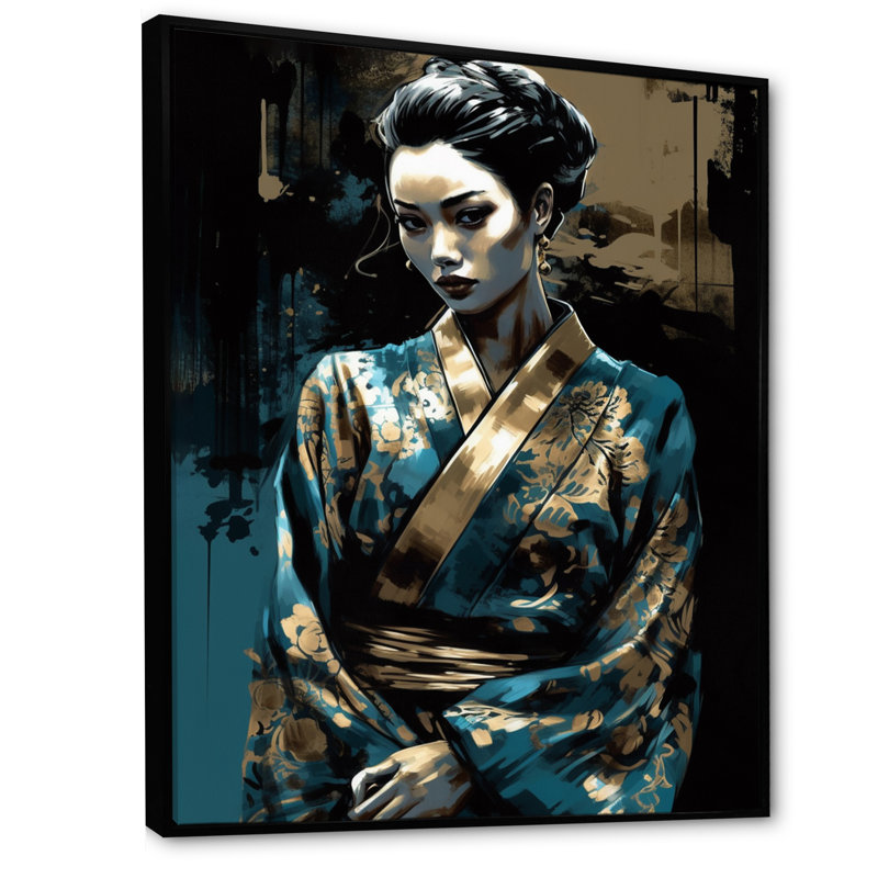 «Japonaise, modèle féminin II», impression sur toile, H 32 po x l 16 po, Cadre flottant noir