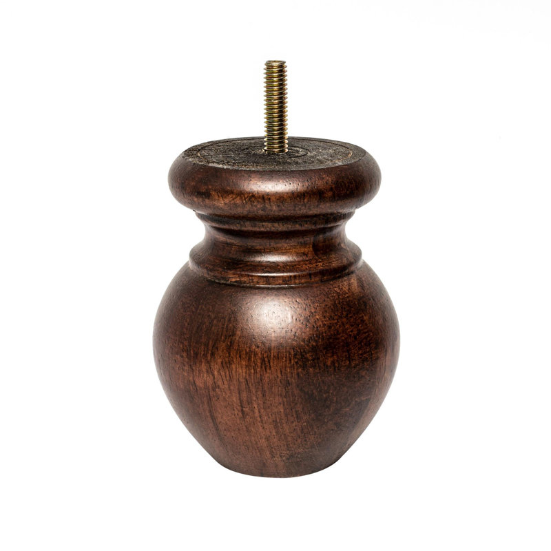 1 pied rond en bois franc massif 4-1 / 2 po x 3-1 / 4, Teint cerisier, 4 Pack
