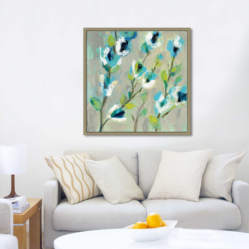Branche fantaisiste I - Peinture, Cadre flottant champagne, H 31,5 po x l 31,5 po x P 2 po