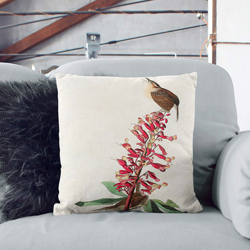 Floral Square Cushion, Stone, 55cm H x 55cm W x 20cm D