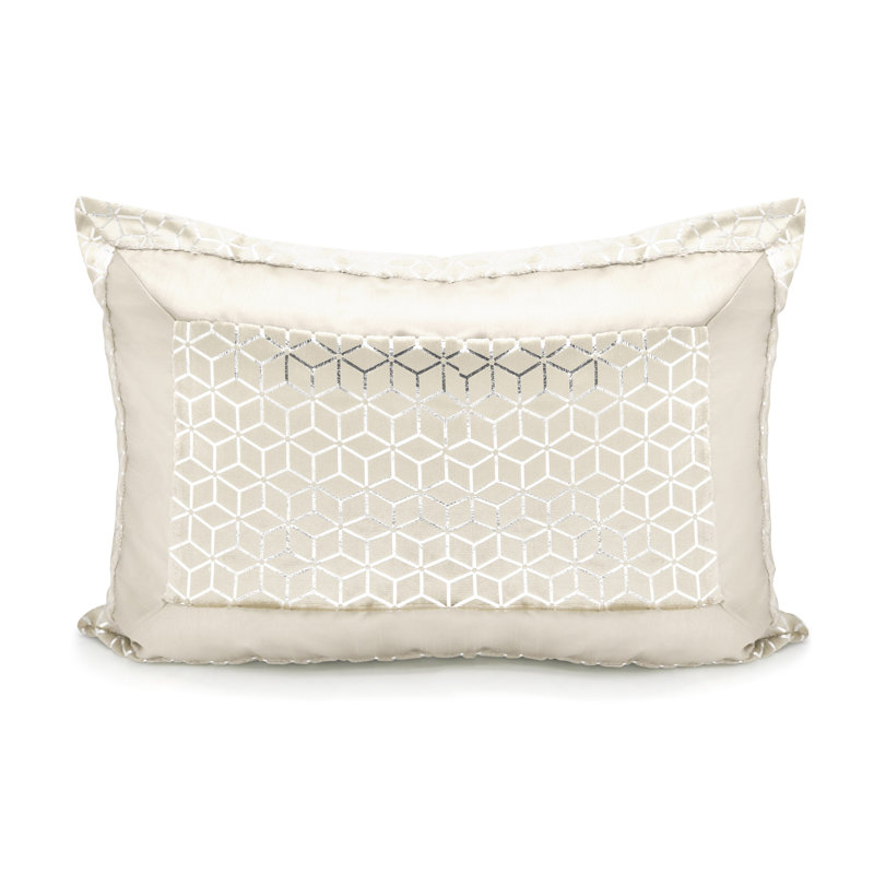 Rangely Luxury Metallic Geometric Foil Pattern Pillowsham, Cream