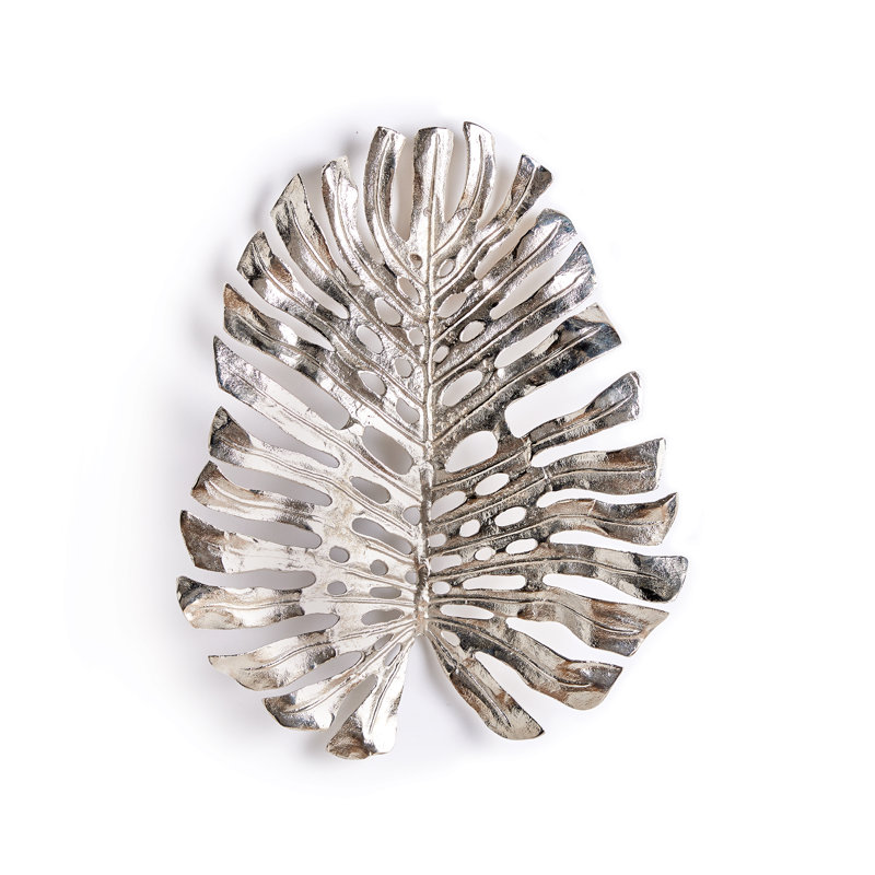 Plants & Flowers Wall Decor on Cast Aluminum, Silver, 23.5" H x 19" W x 4" D