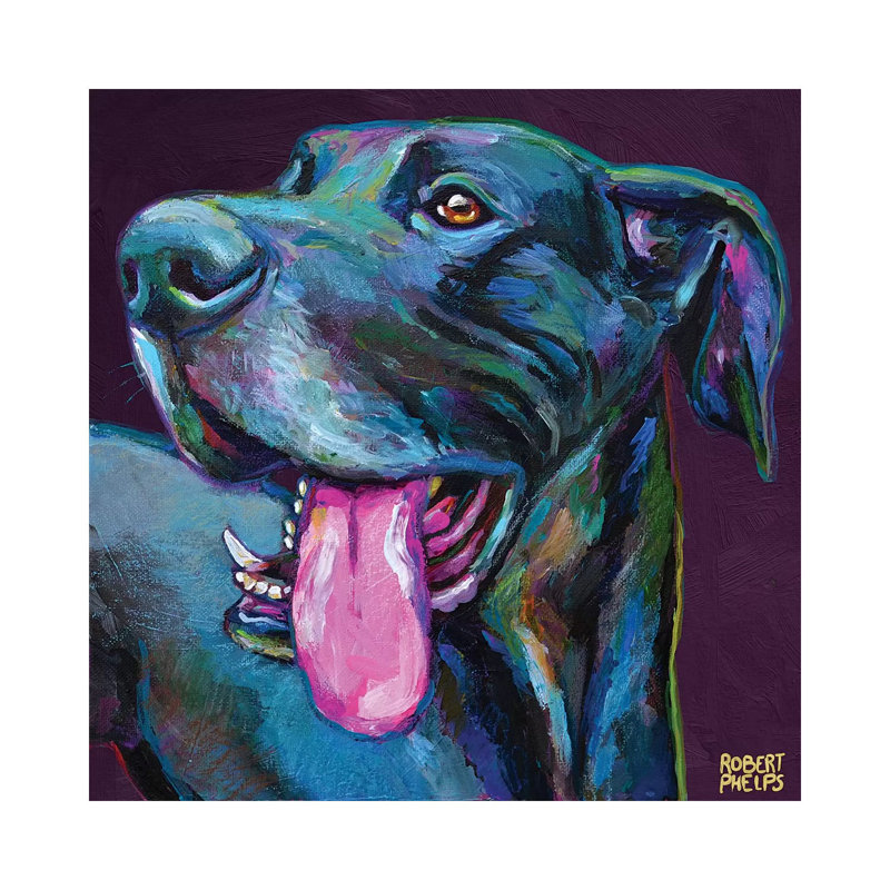Great Dane On Violet by Robert Phelps - Wrapped Canvas Gallery-Wrapped Canvas Giclée, 30.48 cm H x 30.48 cm W